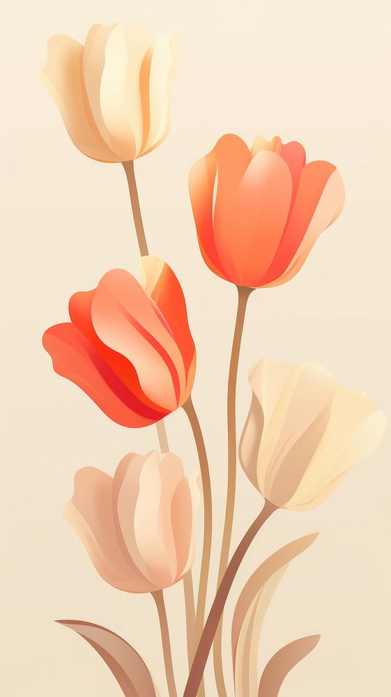 Wallpaper pattern tulip flower plant
