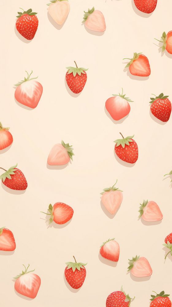 Wallpaper pattern strawberry fruit plant