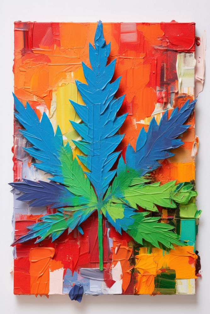 Cannabis art painting collage. AI generated Image by rawpixel.