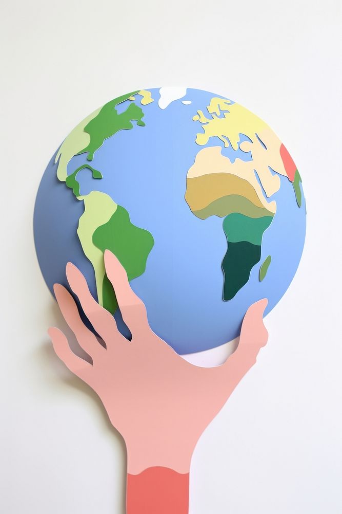 Hands holding a paper earth planet globe topography. AI generated Image by rawpixel.