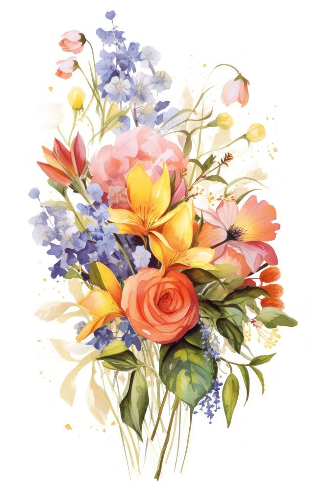 Bouquet painting drawing flower. AI generated Image by rawpixel.