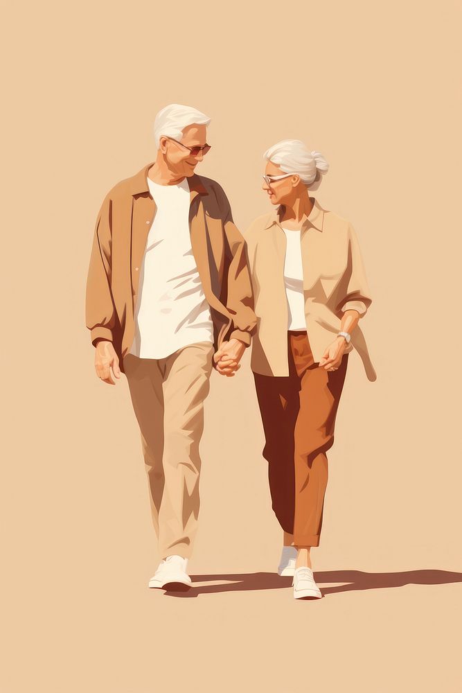 Old couple walking adult togetherness. AI generated Image by rawpixel.