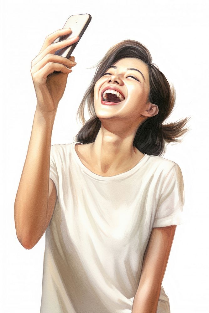 Laughing shouting selfie adult. AI generated Image by rawpixel.