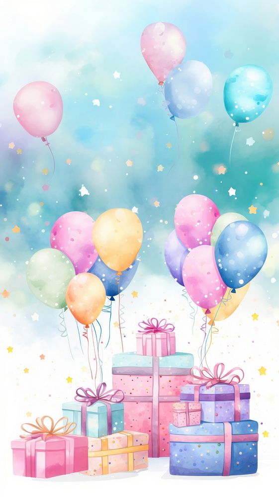 Cute birthday balloon party fun. AI generated Image by rawpixel.