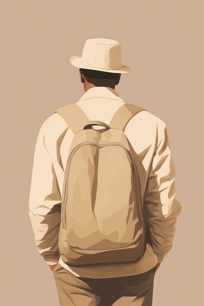 Man traveller backpack adult outerwear. 