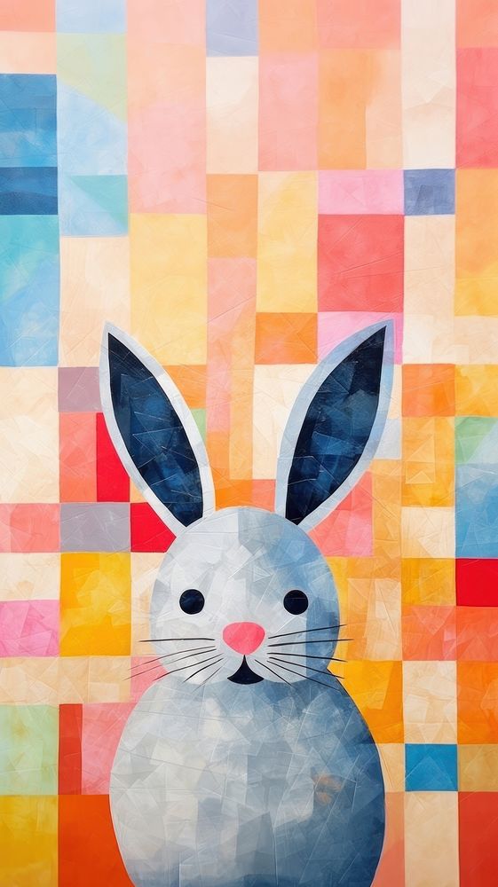 Minimal simple rabbit art painting rodent. AI generated Image by rawpixel.