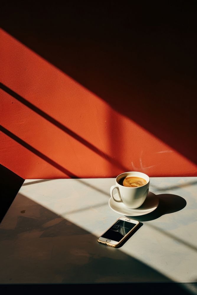 Saucer shadow coffee drink. AI generated Image by rawpixel.
