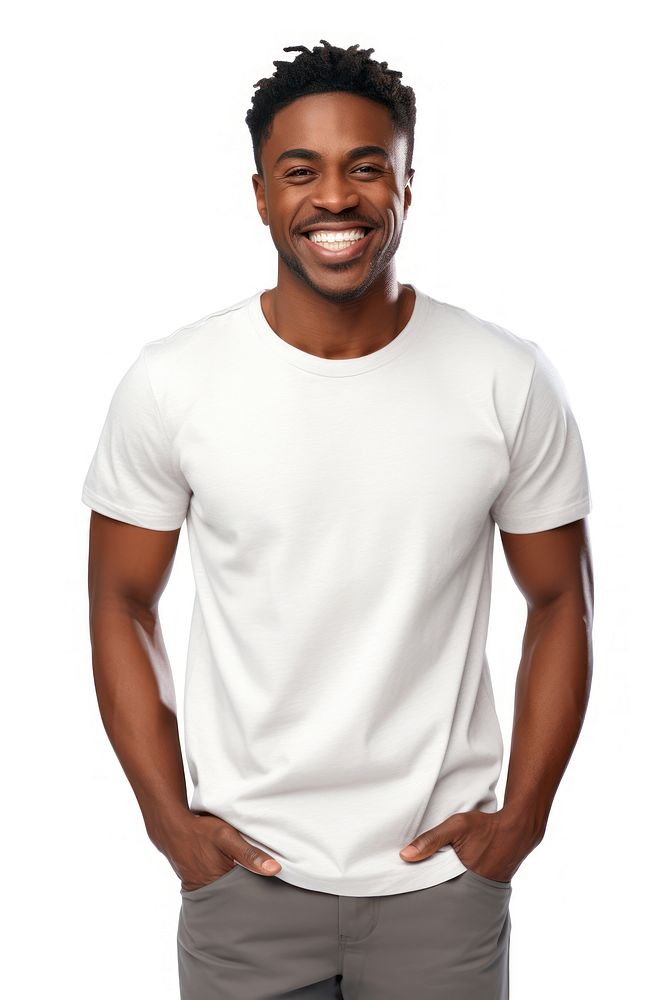 Black man t-shirt smile adult. AI generated Image by rawpixel.