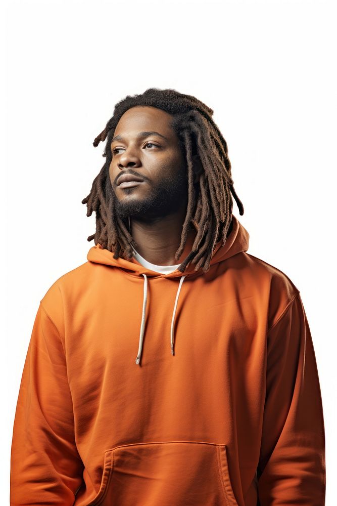 Black man sweatshirt portrait hoodie. AI generated Image by rawpixel.