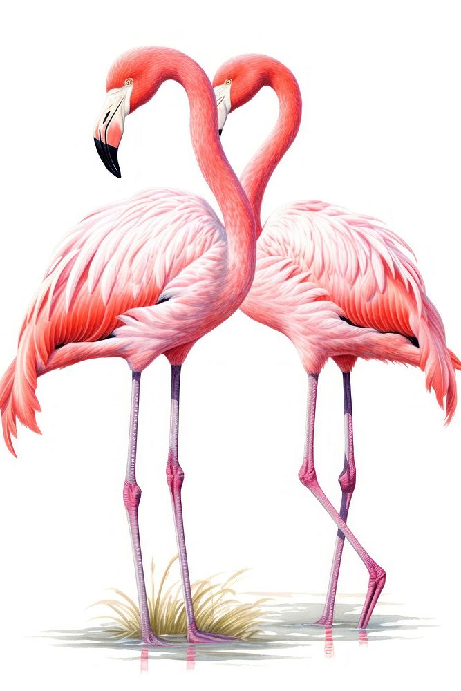 Andean flamingos drawing animal bird. AI generated Image by rawpixel.