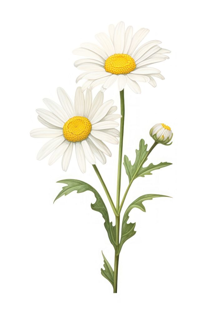 Daisy flower plant white white background. AI generated Image by rawpixel.