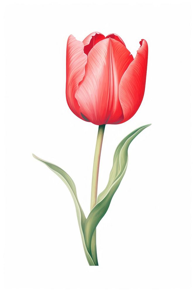 Red tulip flower plant white background inflorescence. AI generated Image by rawpixel.