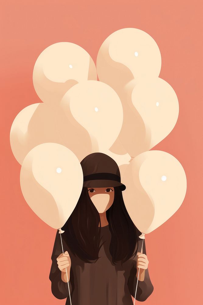 Balloons having fun girl holding. AI generated Image by rawpixel.