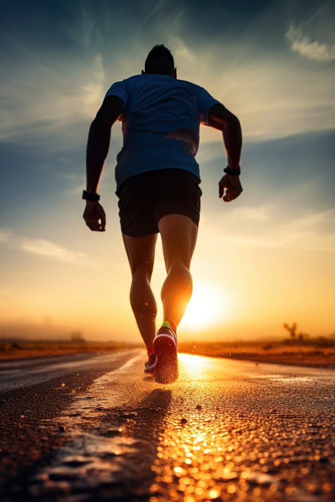 Running jogging athlete road. AI generated Image by rawpixel.