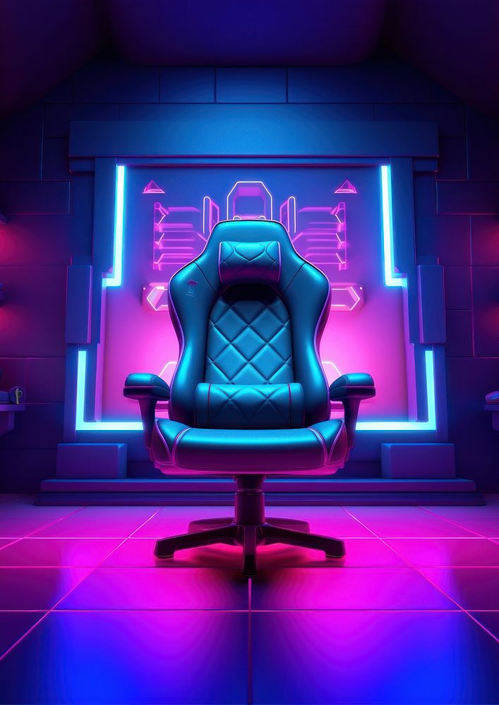 Game room purple light chair. AI generated Image by rawpixel.