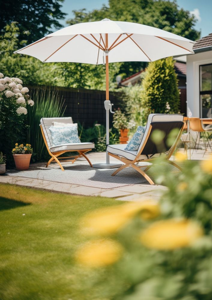 Modern backyard architecture furniture outdoors. AI generated Image by rawpixel.