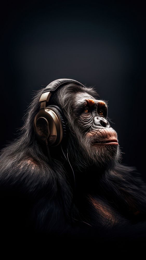 Chimpanzee wildlife monkey mammal. AI generated Image by rawpixel.