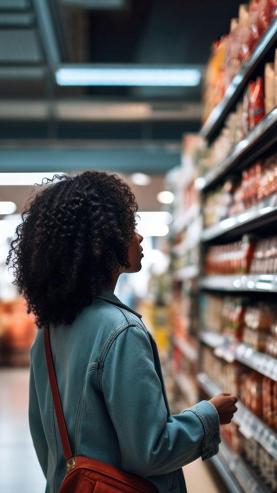 Adult supermarket consumerism hairstyle. 