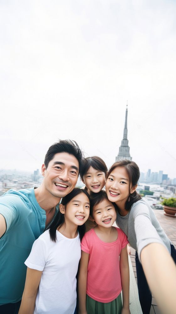 Family taking selfie photo city portrait child. AI generated Image by rawpixel.