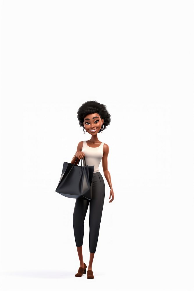 Black woman holding tote bag 3d cartoon adult accessories hairstyle. AI generated Image by rawpixel.