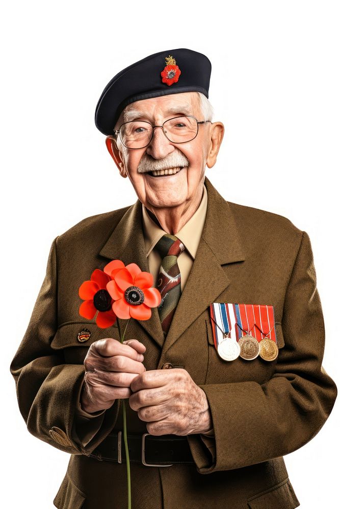 Poppy flower portrait military smiling. AI generated Image by rawpixel.
