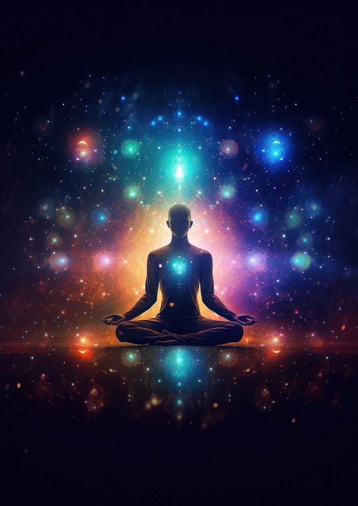 Universe adult yoga spirituality. AI generated Image by rawpixel.