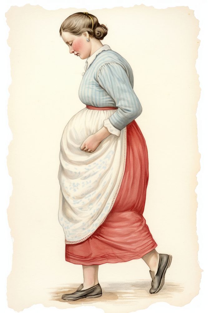 A pregnant woman painting drawing dress. 