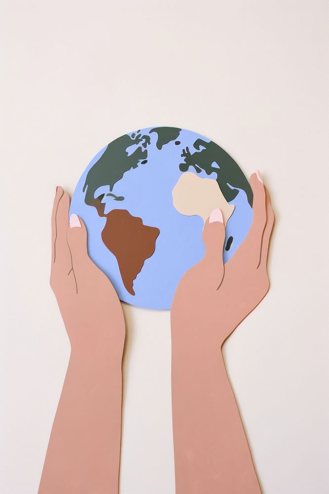Hands holding a paper earth planet globe space. AI generated Image by rawpixel.
