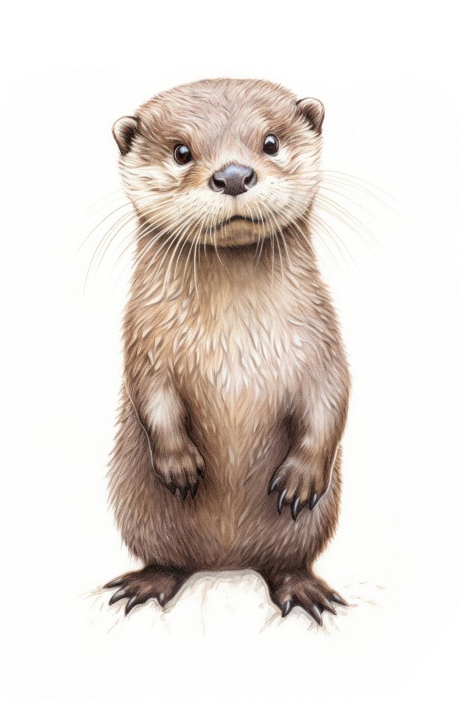 Otter wildlife drawing animal. 