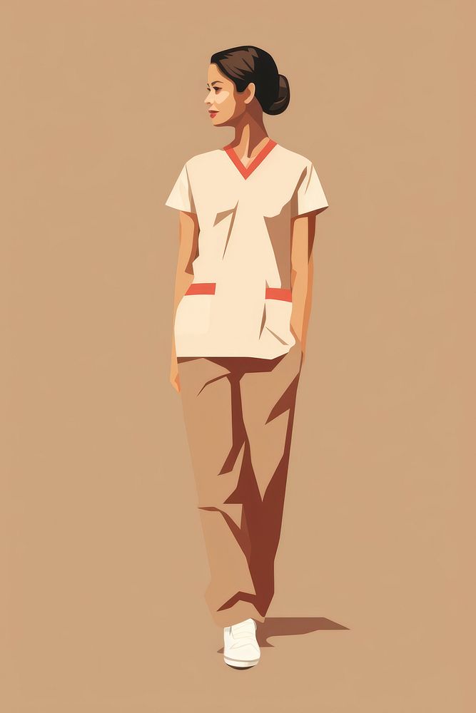 Nurse standing clothing drawing. AI generated Image by rawpixel.