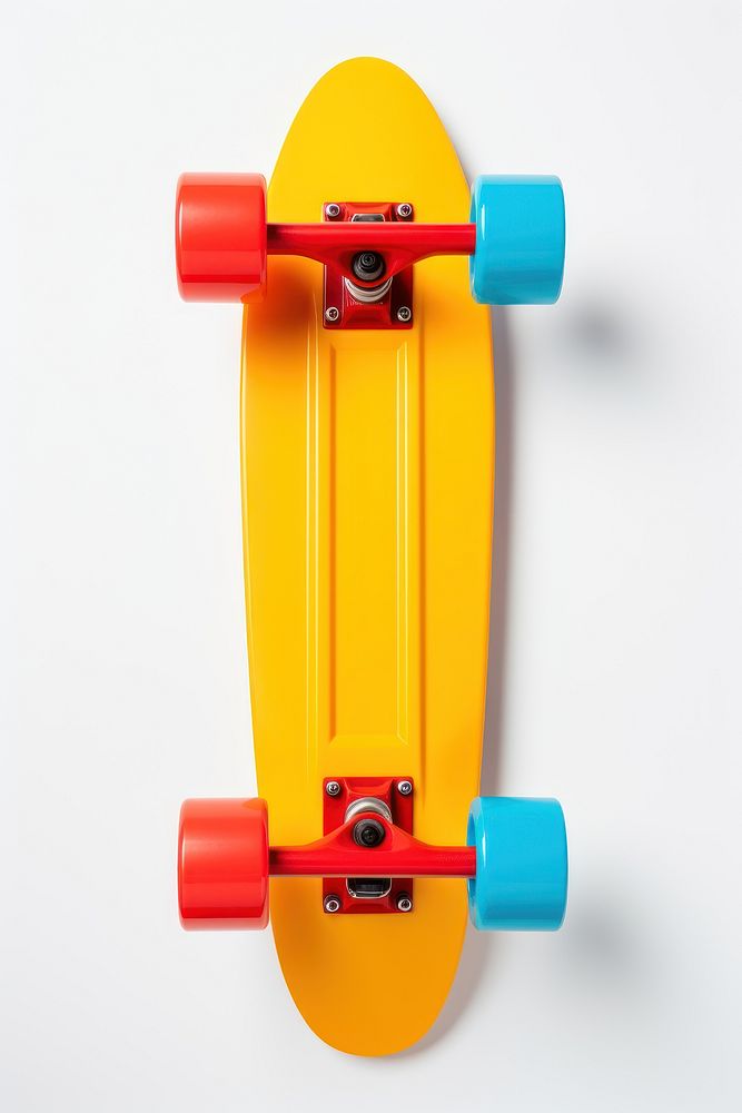 1970s colorful style skateboard longboard yellow motion. 