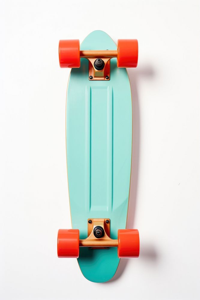 1970s colorful style skateboard longboard turquoise balance. 