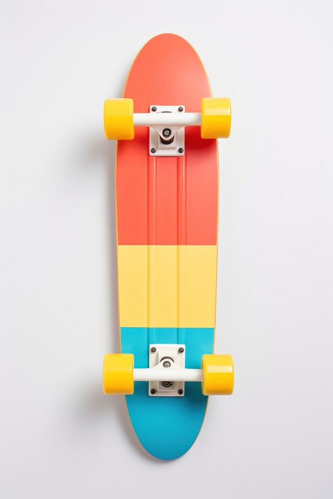 1970s colorful style skateboard longboard yellow motion. AI generated Image by rawpixel.