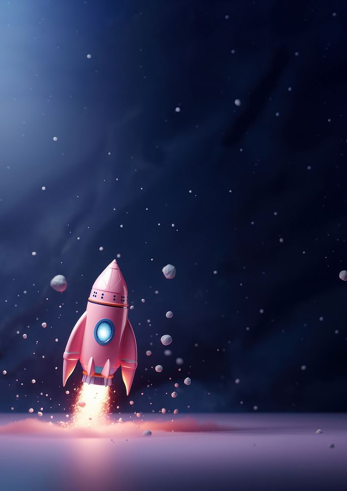 3D illustration of a space rocket, floating in galaxy, cute, minimal. AI generated Image by rawpixel. 