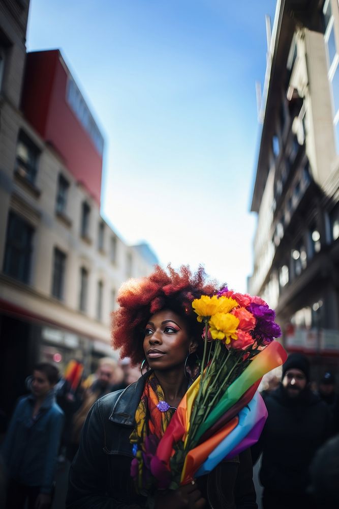 Pride parade flower photography portrait. AI generated Image by rawpixel.