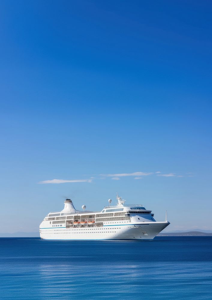 White cruise ship outdoors vehicle nature. AI generated Image by rawpixel.