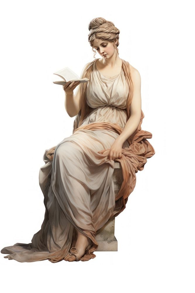 Philosopher lady adult art white background. AI generated Image by rawpixel.