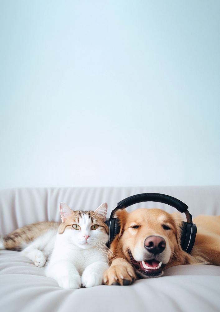 Dog headphones portrait mammal. 