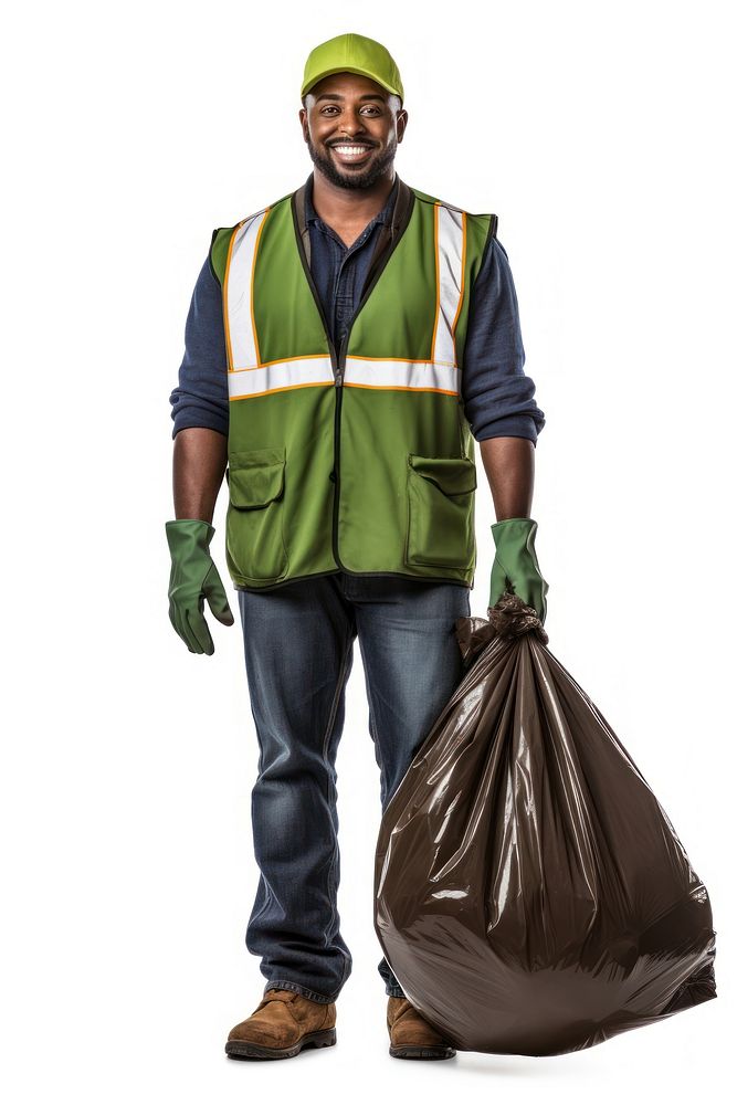 Male holding Waste bag helmet adult. AI generated Image by rawpixel.