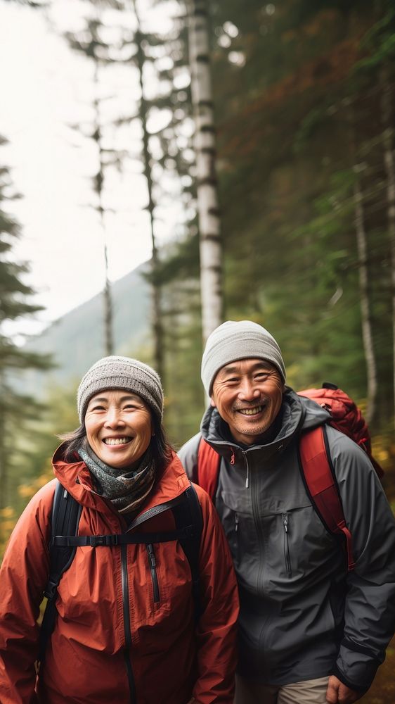 Mature asian couple recreation adventure portrait. 