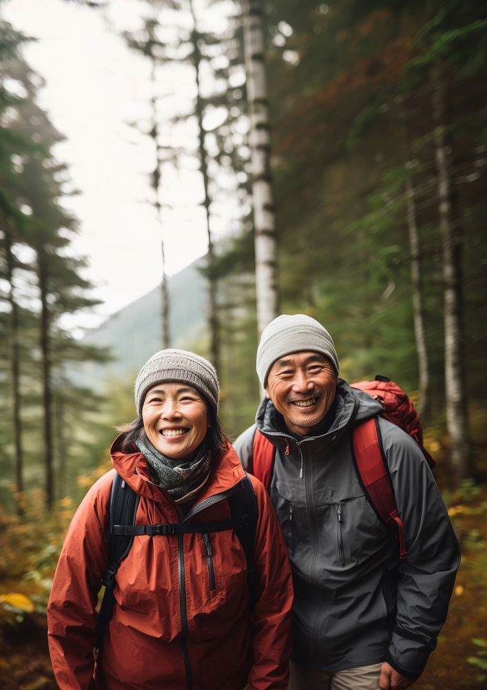 Mature asian couple recreation wilderness adventure. AI generated Image by rawpixel.