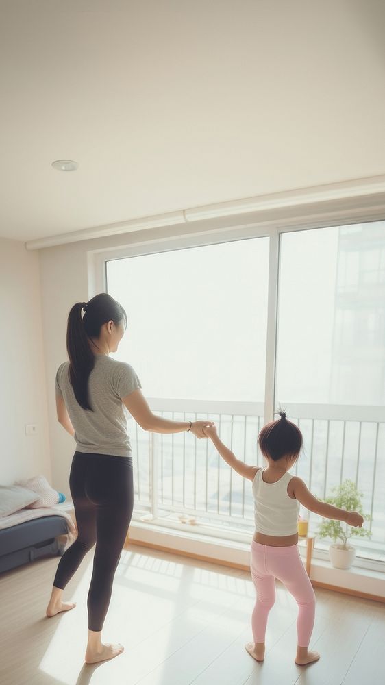 Young asian woman dancing child adult. 