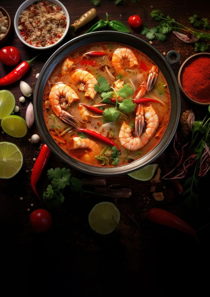 Tom Yum Kung food meal stew. AI generated Image by rawpixel.