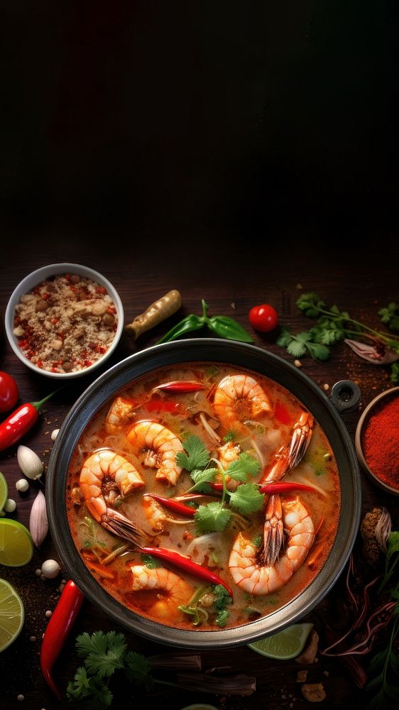 Tom Yum Kung food meal dish. AI generated Image by rawpixel.