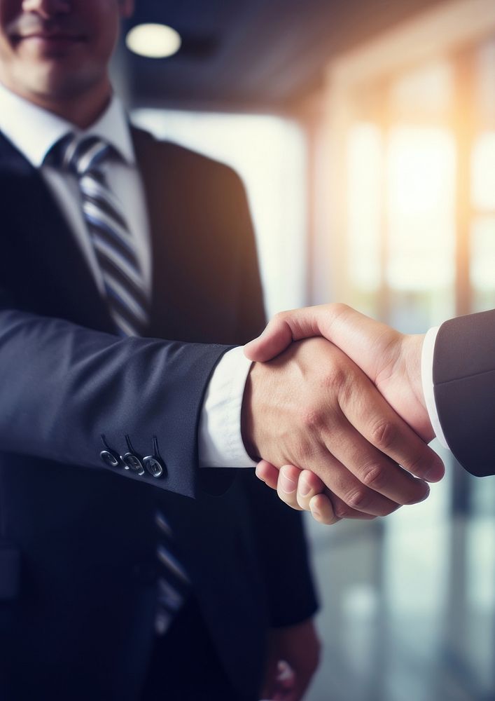 Business men handshake adult agreement. AI generated Image by rawpixel.