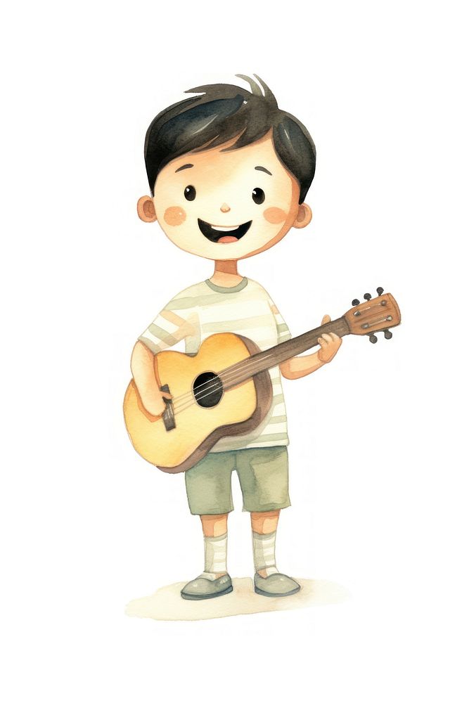 Little boy singer musician smiling cartoon. AI generated Image by rawpixel.