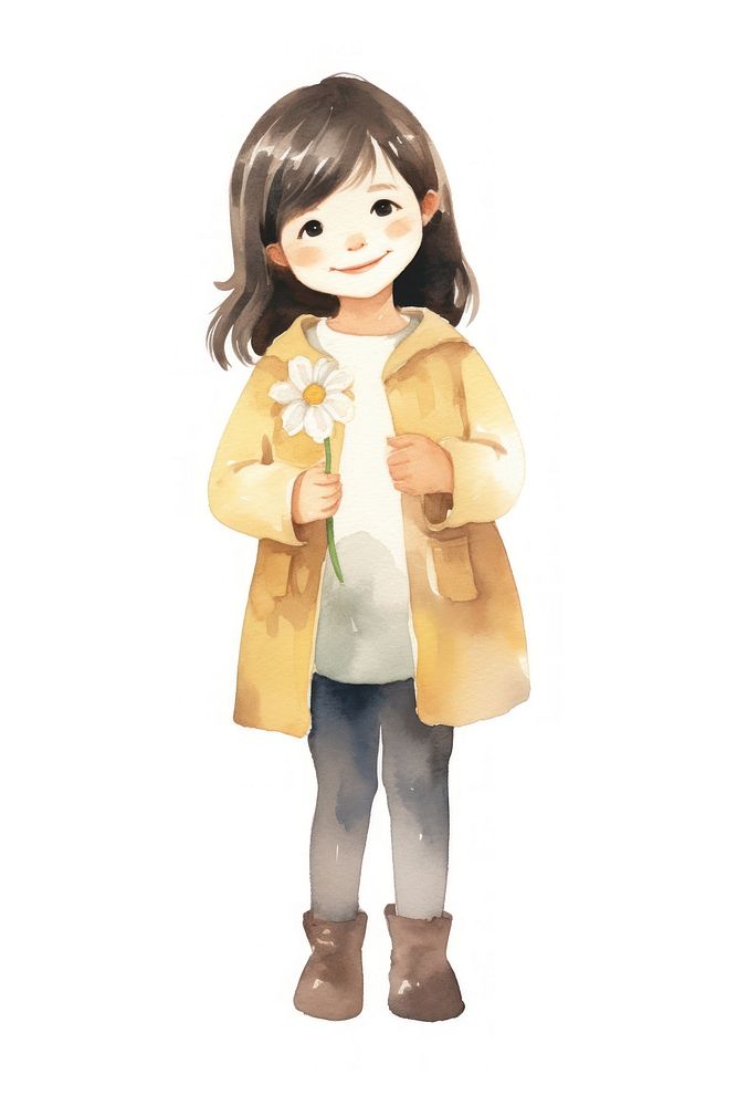 Young little girl smiling cartoon coat. AI generated Image by rawpixel.