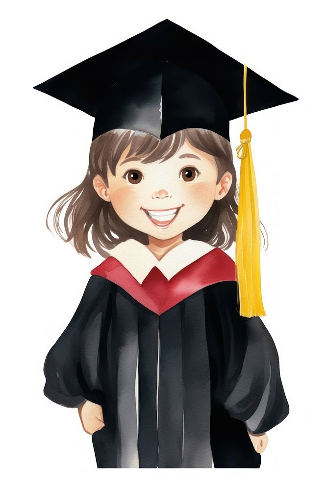 Graduation smiling cartoon white background. AI generated Image by rawpixel.