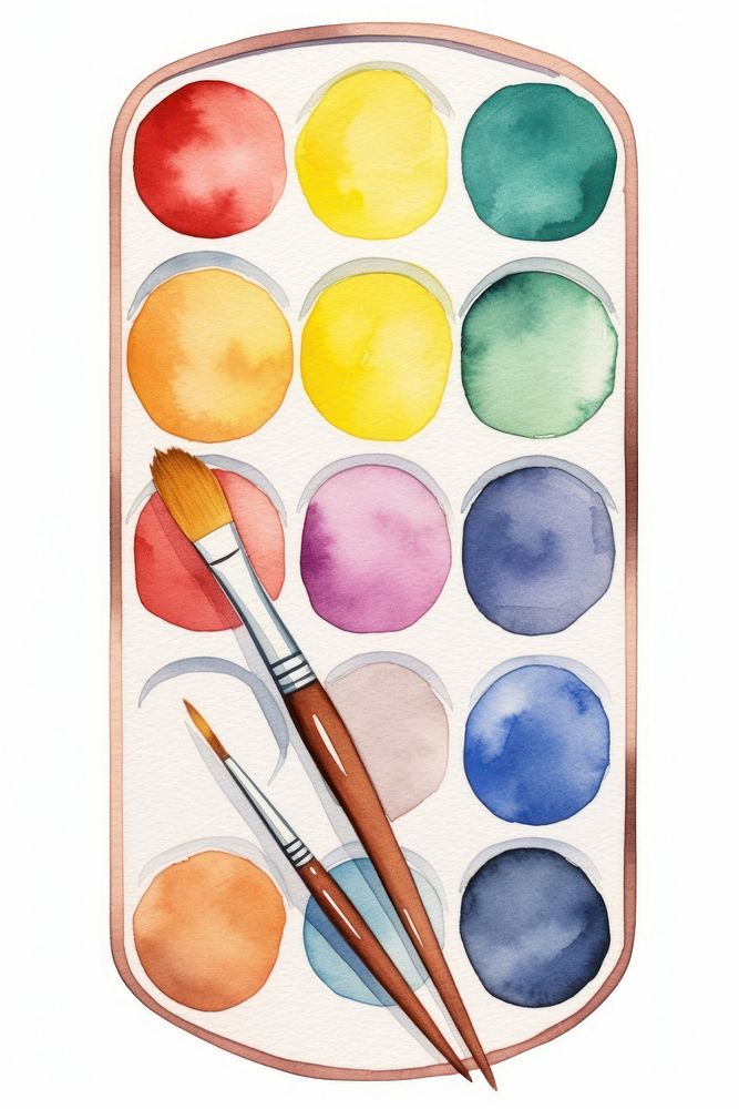 Artist paint tray palette brush white background. AI generated Image by rawpixel.
