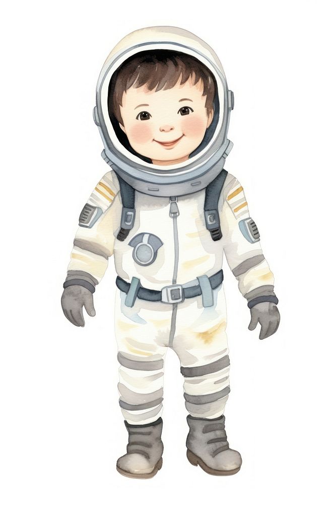 Astronaut smiling cartoon white background. AI generated Image by rawpixel.